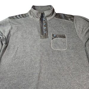 Silver Needle Sweater Mens XL 1/4 Zip Pullover High Neck Gray‎ W/ Brown Accents